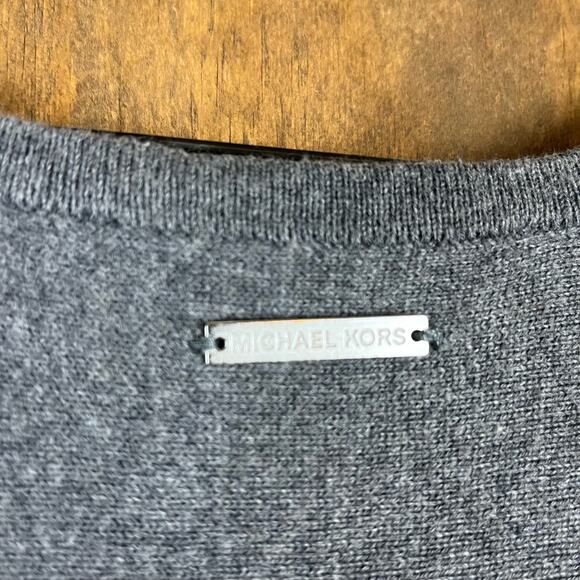 Michael Kors Womens Shawl Gray Shrug Poncho Fringe Knitted S/M - Picture 11 of 12